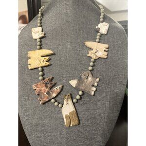 Pottery Cat Necklace Rare